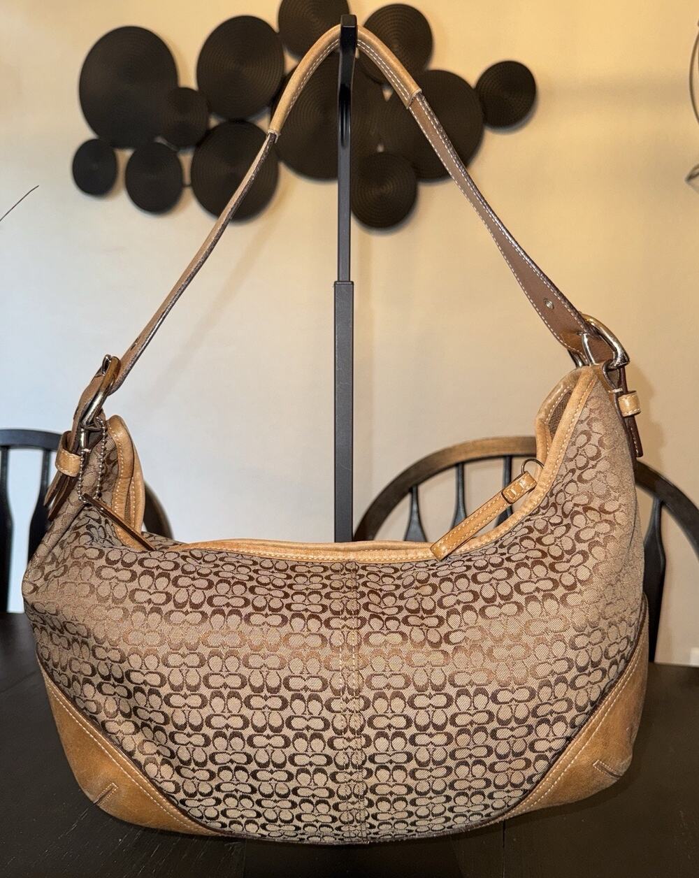 Vintage Y2K Coach Signature Leather Canvas Hobo Bag